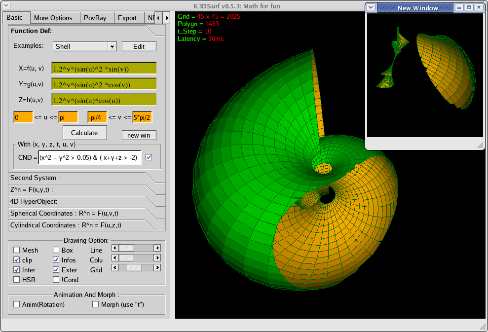 K3DSurf - K3DSurf is a program to visualize and manipulate Multidimensional surfaces by using Mathematical equations. It
